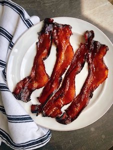 Maple Candied Bacon On a Plate